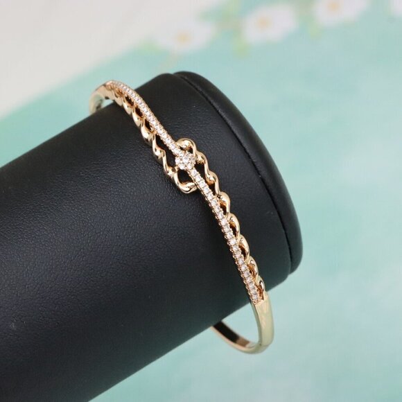 Rose Gold Designer Bangle with Diamond Accent & Twisted Detailing, XPBL0591 - Picture 6 of 12